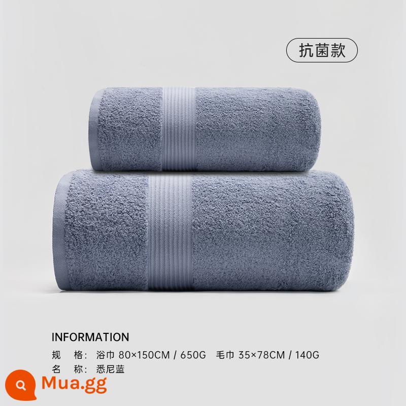 Khăn tắm khách sạn năm sao Sanli 2022 khăn bông lớn cao cấp mới dành cho nam khăn quấn cotton nguyên chất thấm nước cho nữ - Sydney Blue (1 khăn tắm + 1 khăn tay)