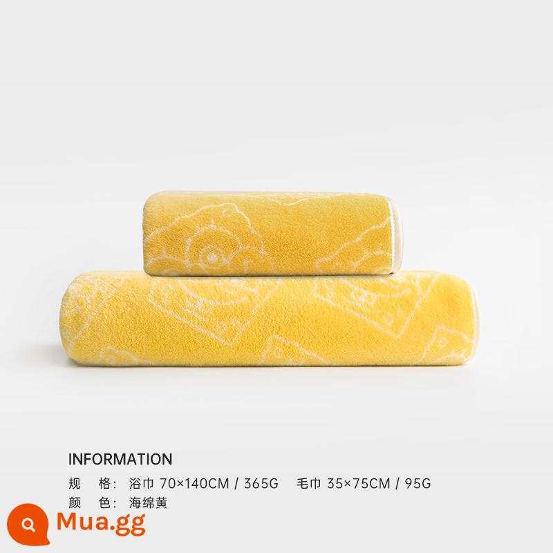 Khăn tắm kháng khuẩn Sanli SpongeBob Gia dụng nữ Thấm nước cho trẻ em hơn Cotton nguyên chất Khăn nam khô nhanh Khăn lông cừu san hô Nam - [Phong cách in] Xốp màu vàng (1 khăn tắm + 1 khăn tay)