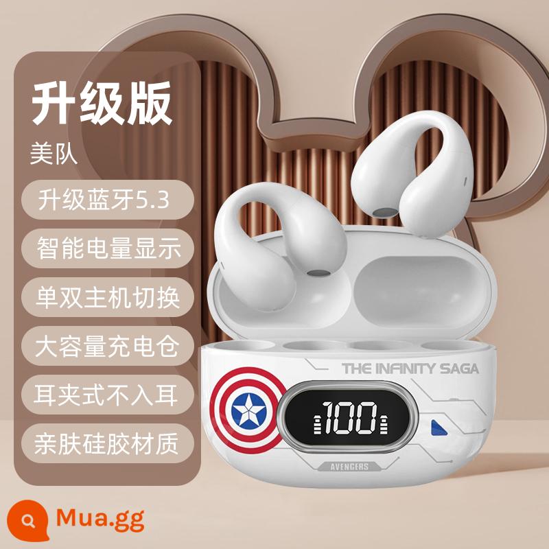 Disney Tai Nghe Bluetooth Dẫn Truyền Xương Mới 2023 Chụp Tai Không Dây Chuyển Động Giảm Tiếng Ồn Thích Hợp Cho Huawei Apple - Phiên bản nâng cấp của Captain America [Bluetooth 5.3+kết nối bộ nhớ+màn hình nguồn LED]