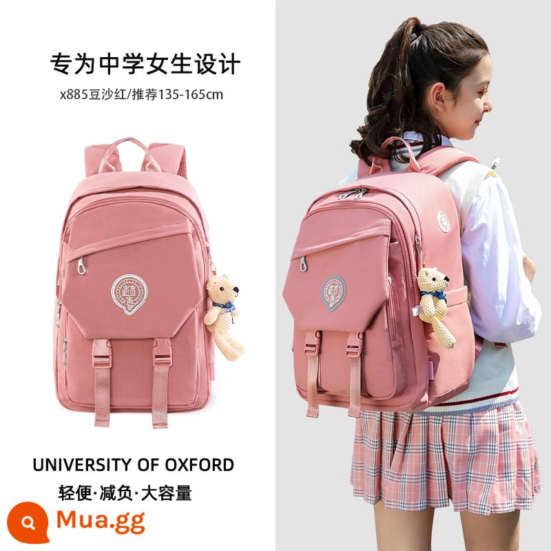 2023 Mới Đại Học Oxford Học Sinh Cấp 2 Schoolbag Học Sinh Trung Học Cơ Sở Trường Trung Học Bảo Vệ Cột Sống Ba Lô Bé Gái Kaki - Bột đậu X885 28L (thích hợp cho người cao 135-165cm/lớp 36-THCS)