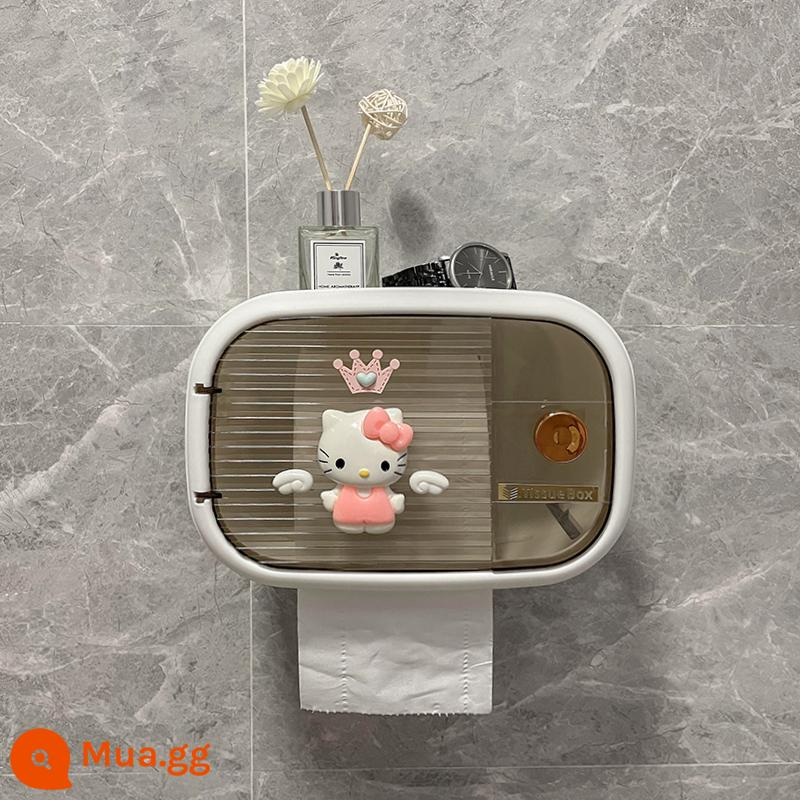 Phòng trang điểm hộp đựng khăn giấy đục lỗ kệ hoạt hình toilet chống nước treo tường nhà tắm cuộn giấy vệ sinh giấy vệ sinh hộp giấy vệ sinh có thể chiết xuất - Một lớp-Yabai-Kitty