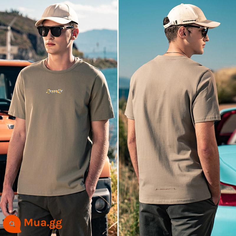 Yingjunlun cotton nam ngắn tay T-shirt thủy triều xu hướng thương hiệu nửa tay chạm đáy áo sơ mi chữ T-shirt quần áo mùa hè cao cấp - T4693 mai