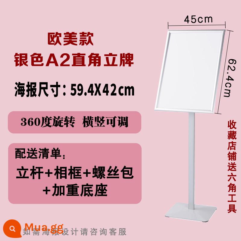 Thép không gỉ a4 dấu hiệu đứng dấu hiệu dọc dấu hiệu biển quảng cáo dấu hiệu nước a3 trưng bày khách sạn đứng nghệ thuật đứng - Bạc A2 châu Âu và Mỹ [góc vuông]