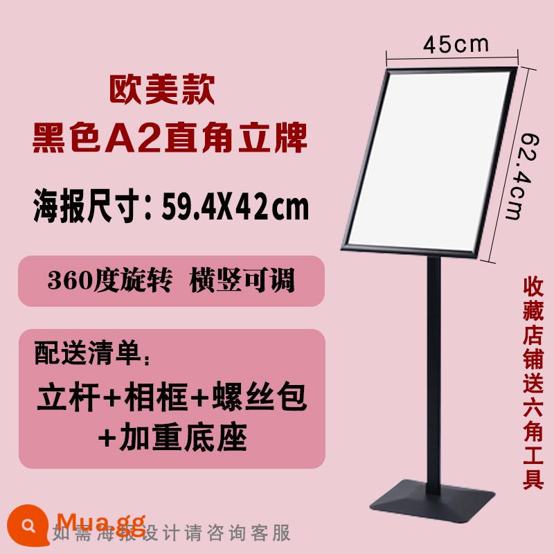 Thép không gỉ a4 dấu hiệu đứng dấu hiệu dọc dấu hiệu biển quảng cáo dấu hiệu nước a3 trưng bày khách sạn đứng nghệ thuật đứng - Châu Âu và Mỹ A2 đen [góc vuông]