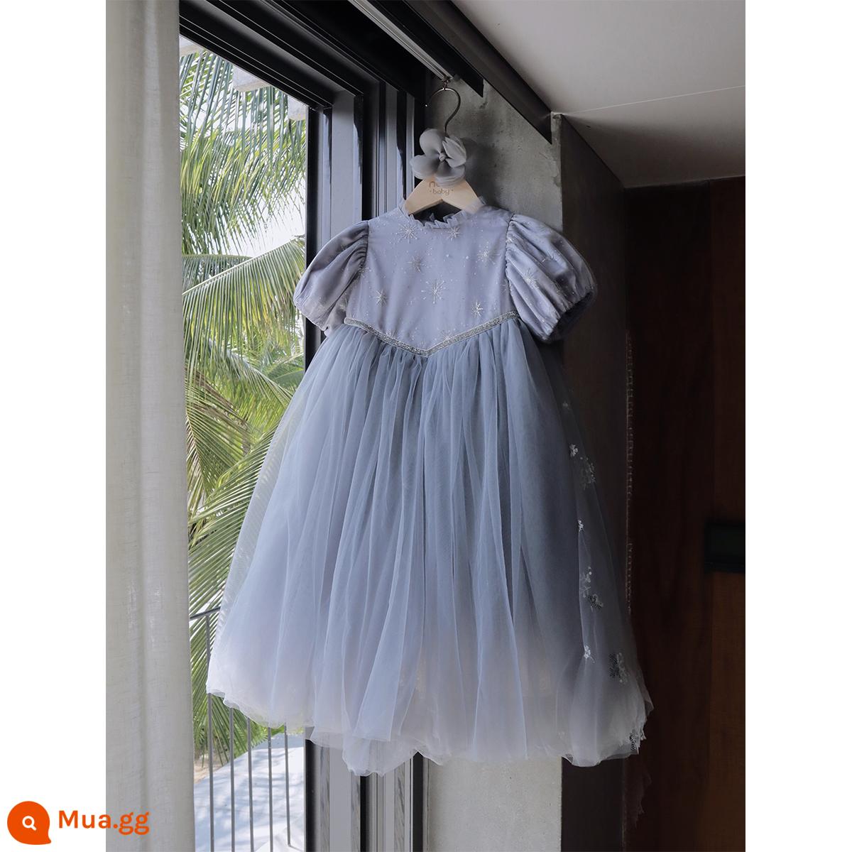 NAIXIBABY｜Công nghiệp nặng độ nét cao! Bé gái cực cấp siêu tiên công chúa Aisha váy sinh nhật lưới khí chất mùa hè - Điểm xanh xám