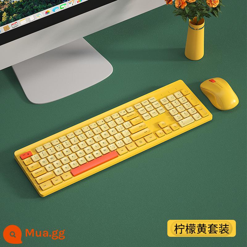 [Cửa hàng Flagship chính thức] Bộ bàn phím và chuột không dây BOW Hangshi Mute Bên ngoài máy tính xách tay Office Typing Bộ điều khiển sô cô la chuyên dụng Bộ chuột phím cảm giác cô gái giá trị cao - Màu vàng chanh丨105 phím〖Bộ bàn phím và chuột〗