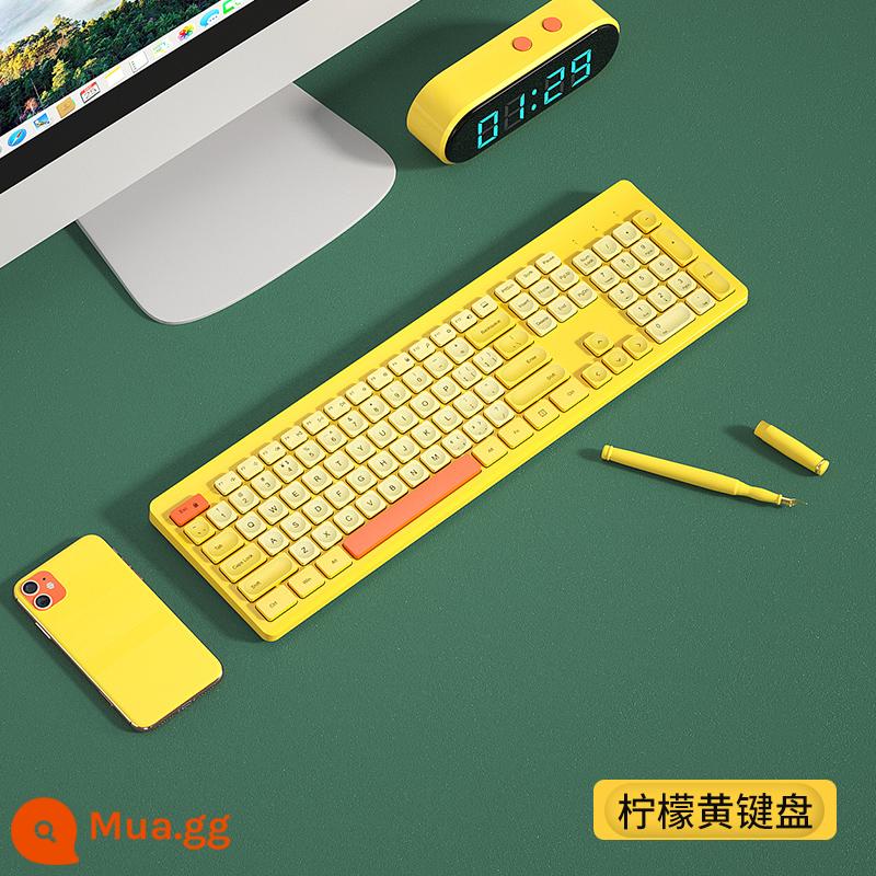 [Cửa hàng Flagship chính thức] Bộ bàn phím và chuột không dây BOW Hangshi Mute Bên ngoài máy tính xách tay Office Typing Bộ điều khiển sô cô la chuyên dụng Bộ chuột phím cảm giác cô gái giá trị cao - Màu vàng chanh丨105 phím〖Bàn phím không dây〗