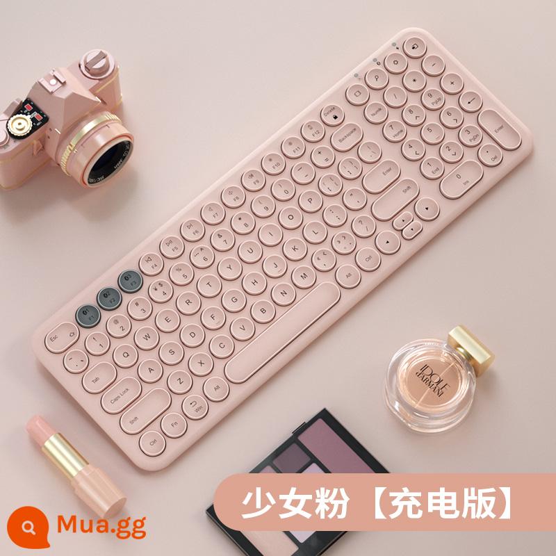 Nhóm bàn phím và chuột bluetooth không dây BOW Hangshi máy tính xách tay apple ipad máy tính bảng văn phòng tắt tiếng gõ chuyên dụng có thể được kết nối với điện thoại di động Android phổ thông cho matepad - Girly Pink〖Phiên bản có thể sạc lại〗