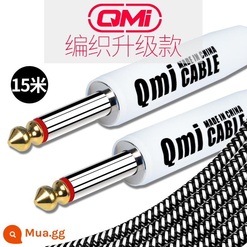 Qmi đàn guitar điện cáp 2 3 6 10 20 mét cáp âm thanh loa bass hộp điện nhạc cụ bằng gỗ giảm tiếng ồn - 15m nâng cấp đen trắng