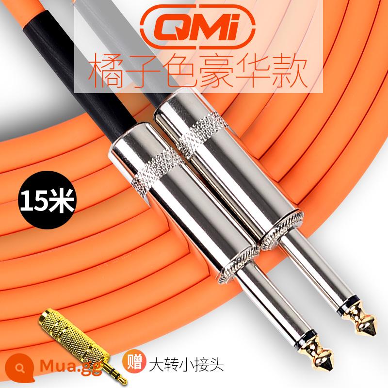 Qmi đàn guitar điện cáp 2 3 6 10 20 mét cáp âm thanh loa bass hộp điện nhạc cụ bằng gỗ giảm tiếng ồn - Mô hình sang trọng màu cam 15 mét