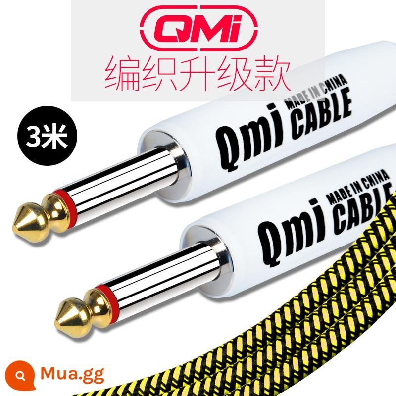 Qmi đàn guitar điện cáp 2 3 6 10 20 mét cáp âm thanh loa bass hộp điện nhạc cụ bằng gỗ giảm tiếng ồn - 3 mét nâng cấp màu vàng và đen