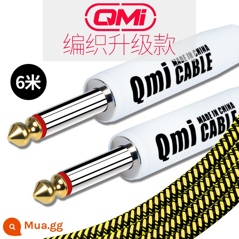 Qmi đàn guitar điện cáp 2 3 6 10 20 mét cáp âm thanh loa bass hộp điện nhạc cụ bằng gỗ giảm tiếng ồn - 6m nâng cấp màu vàng và đen