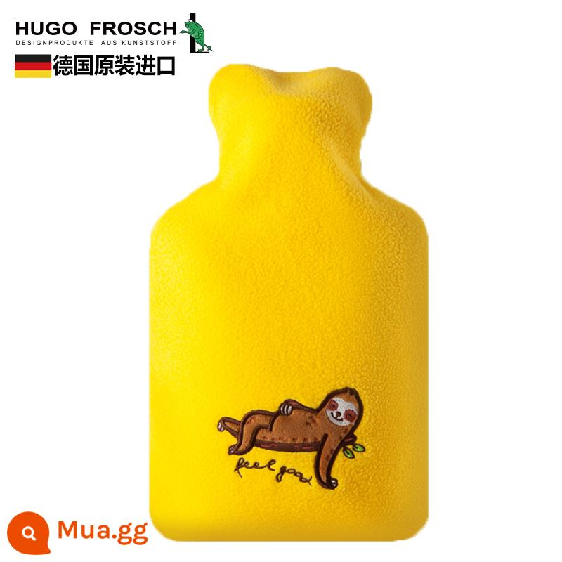 Đức nhập khẩu túi nước nóng xả dày chống cháy nổ HUGO Frosch túi nước nóng lớn chứa đầy nước - Lười vàng 1.8L (có áo khoác nguyên bản)