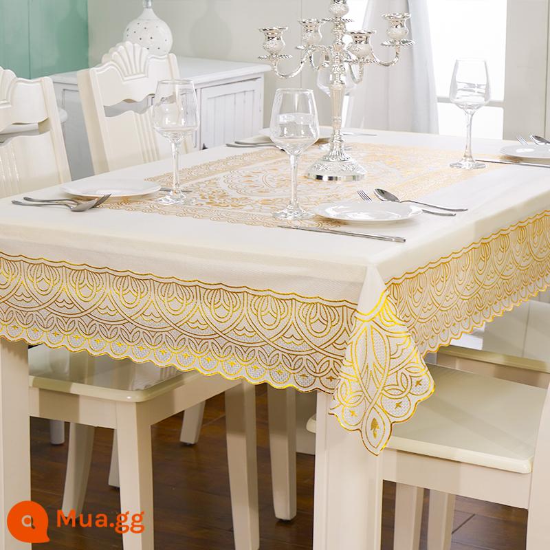 Tablecloth PVC Tablecloth Waterproof Anti -hot -Free Tablecloth PVC Table Bàn ăn có đệm Châu Âu bàn cà phê hình chữ nhật Red Red Tablecloth - Vàng ngọc trai (dập nóng)