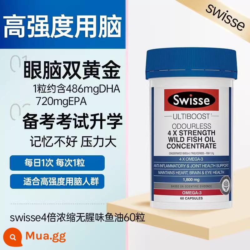 sinh viên dha tăng cường trí nhớ dầu cá Thụy Sĩ omega3 viên nang mềm biển sâu dành cho người lớn uống dầu gan cá tuyết - [Công dụng tăng cường trí não cao cấp] Swisse cô đặc 4 lần 1800mg 60 viên