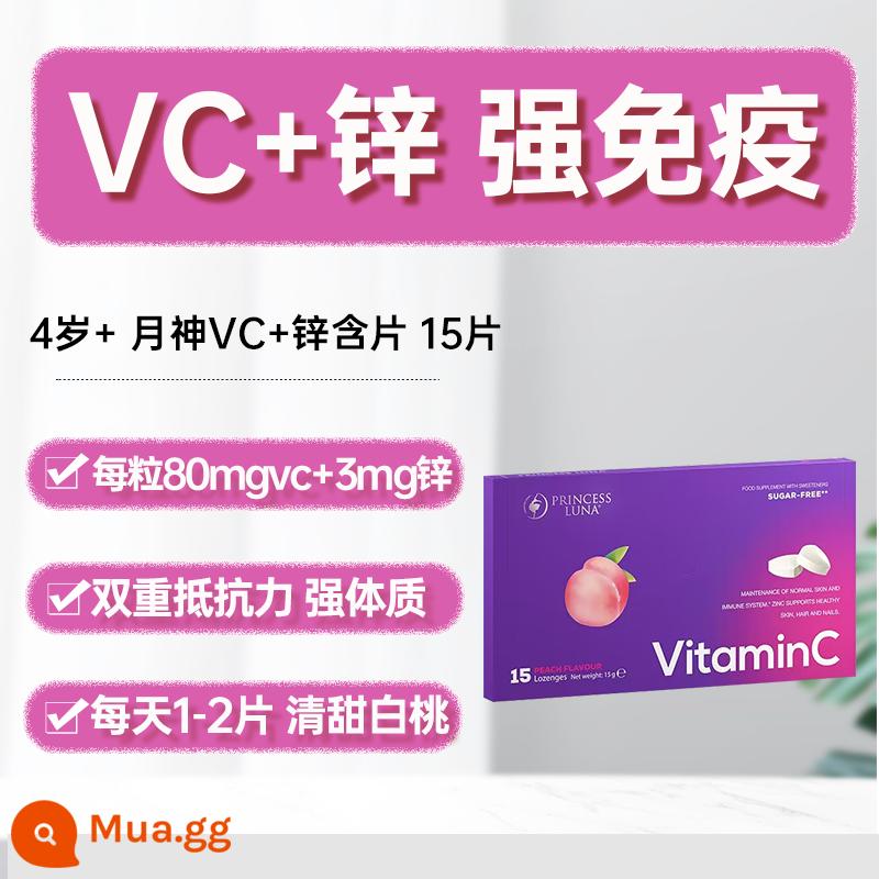 Vitamin C làm trắng và làm sáng vết thâm và vết mụn VC viên thể hình làm trắng răng miệng viên nhai vitamin C jamieson - [Hương đào trắng tươi] Viên uống Vitamin C + Kẽm Luna 15 viên