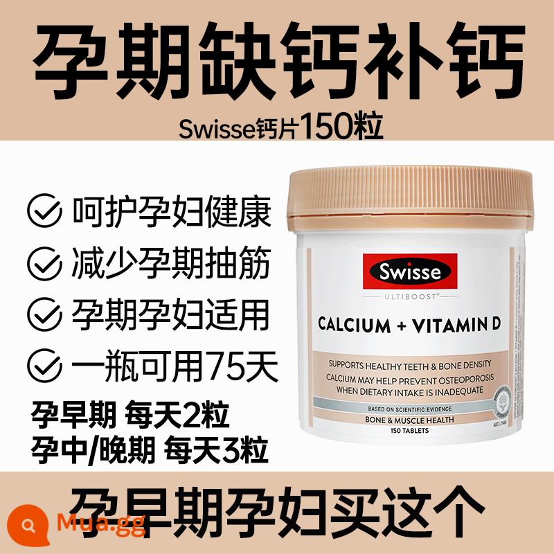 Viên uống canxi cho bà bầu Swisse canxi đặc biệt bổ sung canxi cho bà bầu 3 tháng đầu, 3 tháng giữa, cuối thai kỳ, giữa và cuối thai kỳ, bà mẹ đang cho con bú - [Hãy chọn sản phẩm này cho giai đoạn đầu mang thai] Swisse Canxi + Vitamin D 150 Viên