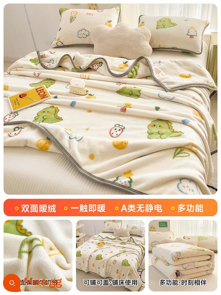 Mùa đông dày sữa nhung chăn nhung san hô nhỏ chăn ngủ trưa văn phòng sofa chăn ấm cộng với tấm nhung - Dinosaur Baby [Sữa Nhung] Chất Lượng Loại A