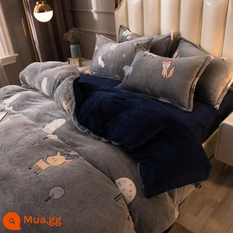 Sữa Velvet Four -Piece Set Winter 2022 New Coral Velvet Quilting Bed Bed - cáo