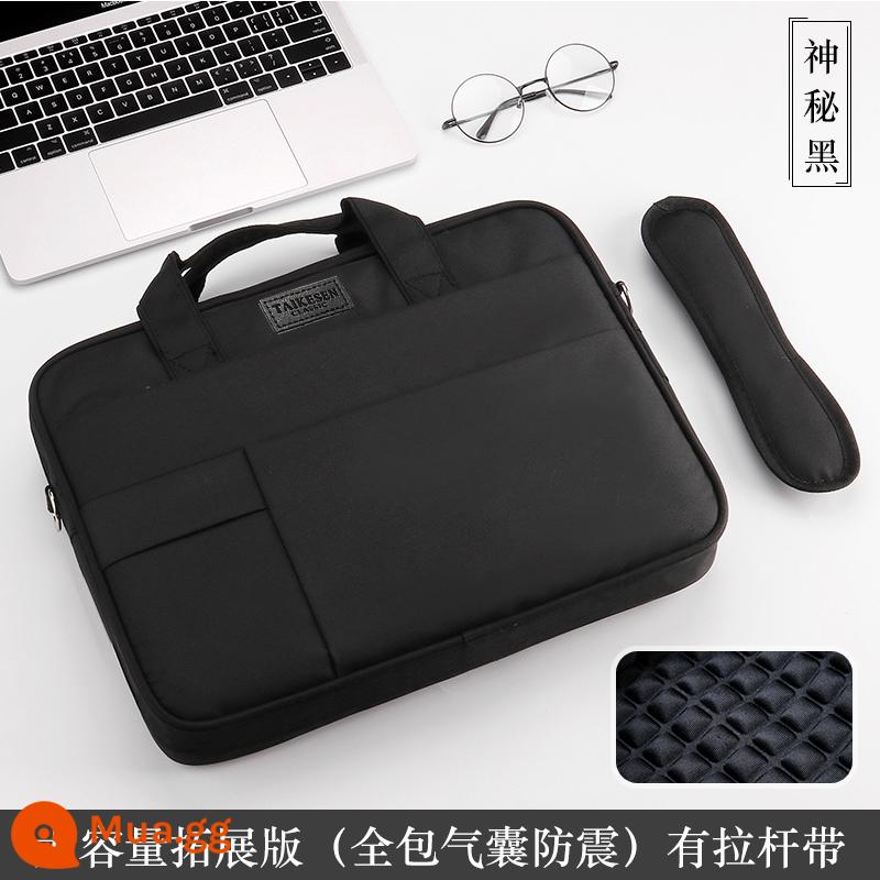 Túi đựng laptop thích hợp cho Apple Lenovo Xiaoxin air15 Dell Asus 15.6 inch pro13 notebook Huawei matebook14 nam kê 13.3macbook12 lót nữ mac16 - Phiên bản mở rộng dung lượng lớn - màu đen huyền bí (túi khí dày toàn diện chống sốc + dây đeo vai + dây buộc thanh)