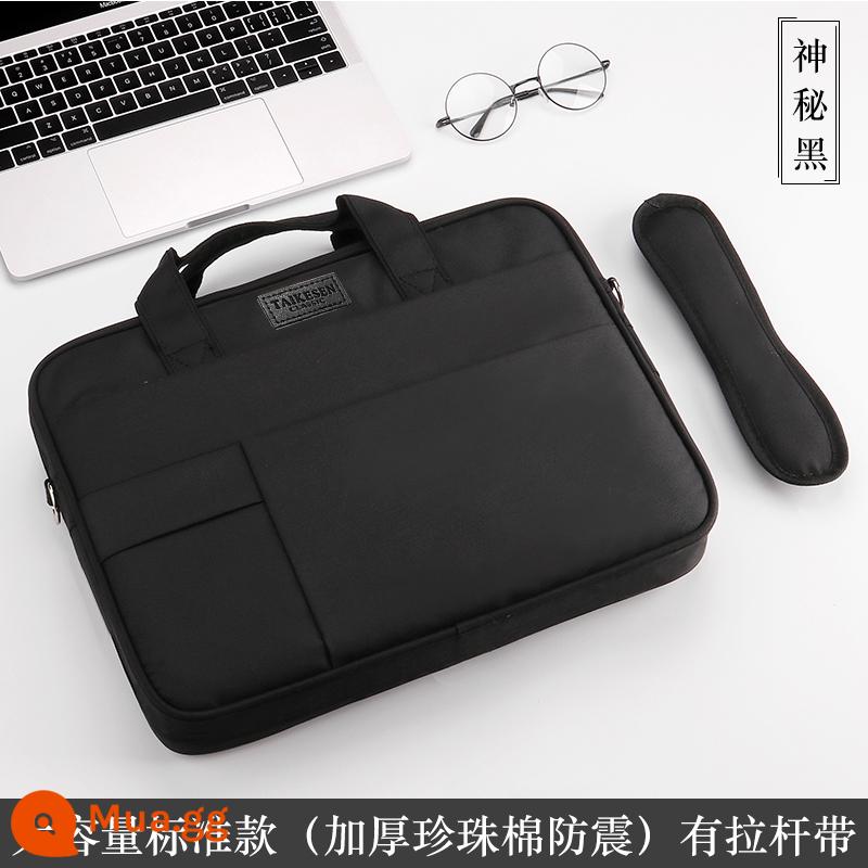 Túi đựng laptop thích hợp cho Apple Lenovo Xiaoxin air15 Dell Asus 15.6 inch pro13 notebook Huawei matebook14 nam kê 13.3macbook12 lót nữ mac16 - Mẫu công suất lớn được nâng cấp - màu đen huyền bí (bông ngọc trai dày chống sốc + dây đeo vai + dây đeo xe đẩy)