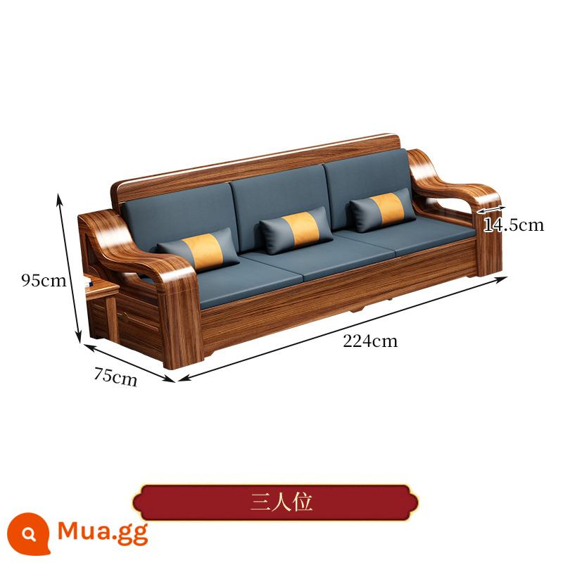 Wujinmi đầy đủ sofa bằng gỗ kết hợp hiện đại ánh sáng phòng khách sang trọng lưu trữ lưu trữ đồ nội thất mới của Trung Quốc - ba người