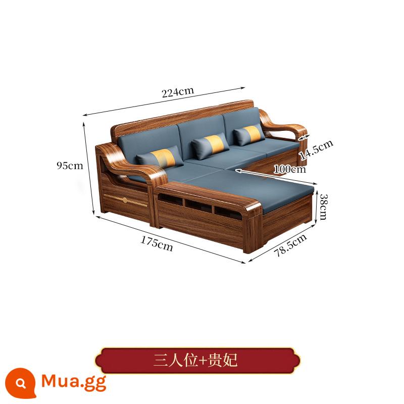 Wujinmi đầy đủ sofa bằng gỗ kết hợp hiện đại ánh sáng phòng khách sang trọng lưu trữ lưu trữ đồ nội thất mới của Trung Quốc - Ba người + phi tần