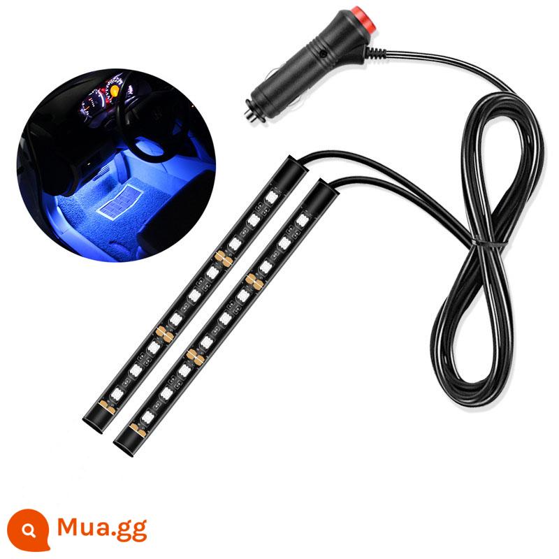 Đèn không khí trong xe ô tô usb đèn flash nhiều màu sắc trang trí chân duy nhất không khí đèn led nhịp điệu âm nhạc không cần nối dây - 2 chỗ ngồi, 18 đèn, luôn sáng một màu [xanh] - tàn thuốc nhẹ