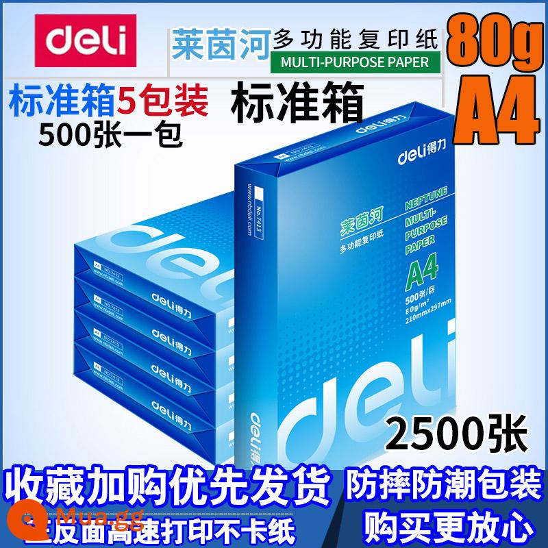 Giấy photocopy Delijia Xuan Mingrui A4 in giấy trắng 70g 80g vật tư văn phòng giấy nháp hộp 5 gói - Rhine 80g A4 5 gói/hộp Ưu tiên nhận hàng và giao hàng khi mua hàng