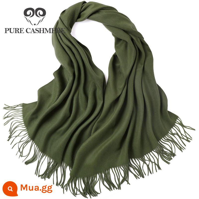 Khăn choàng cashmere 100% cashmere nguyên chất dành cho nữ, mùa thu đông, khăn choàng dày cho nam, mục đích kép, màu trơn, đa năng - quả bơ xanh