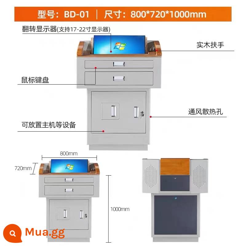 Bục giảng lớp học điện đa năng tích hợp lớp đào tạo giảng dạy đa phương tiện khung thép mặt gỗ Bục gỗ khuôn viên trường học - Mẫu mặt gỗ BD-03 800X720X1000