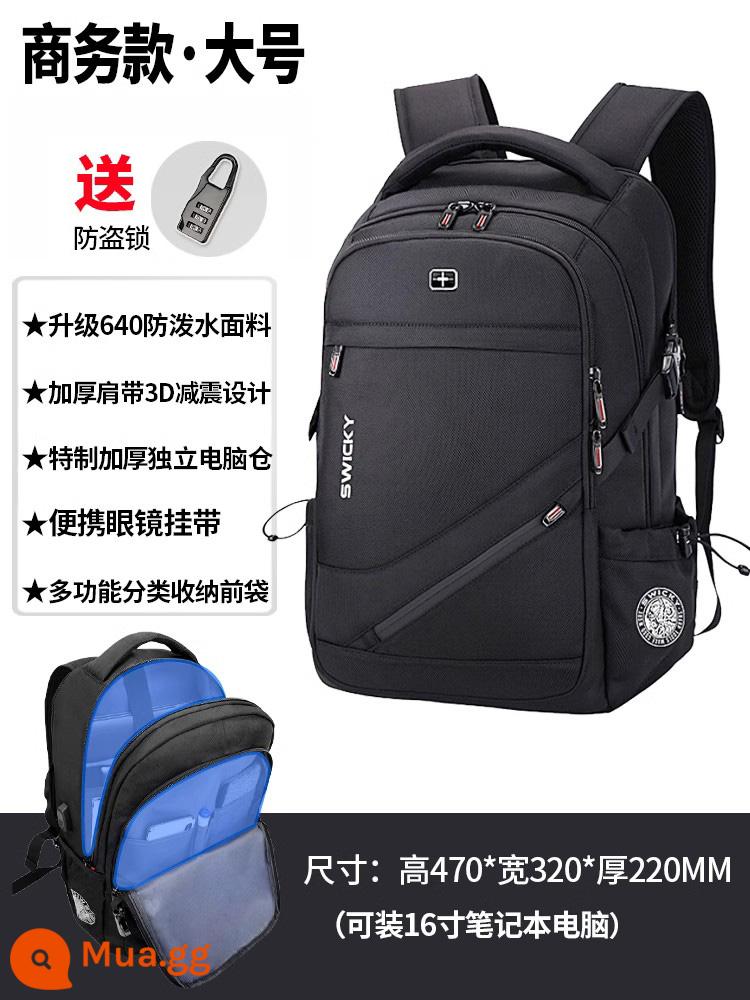 Thụy Sĩ Ba Lô Nam Công Suất Lớn Du Lịch Ngoài Trời Túi Máy Tính Ba Lô Học Sinh Trung Học Cơ Sở Schoolbag - Mô hình kinh doanh (quy mô lớn)