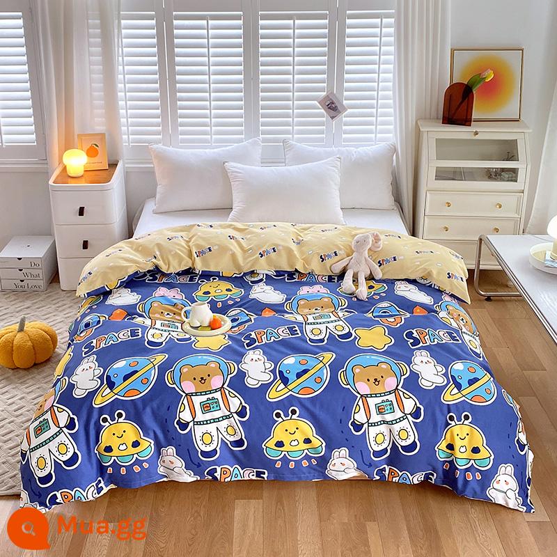 100% cotton Tân Cương vỏ chăn đơn mảnh vỏ chăn cotton 150x200x230 chăn trẻ em đơn 1.5m 180cm2 - trạm vũ trụ màu xanh