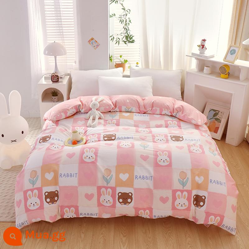 100% cotton Tân Cương vỏ chăn đơn mảnh vỏ chăn cotton 150x200x230 chăn trẻ em đơn 1.5m 180cm2 - Thỏ kem