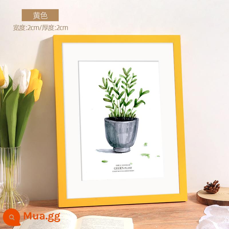 Khung ảnh gỗ gắn khung ảnh gỗ treo tường 4K mở 8k trẻ em A3 màu log 16 inch poster tùy chỉnh a4 màn hình - màu vàng