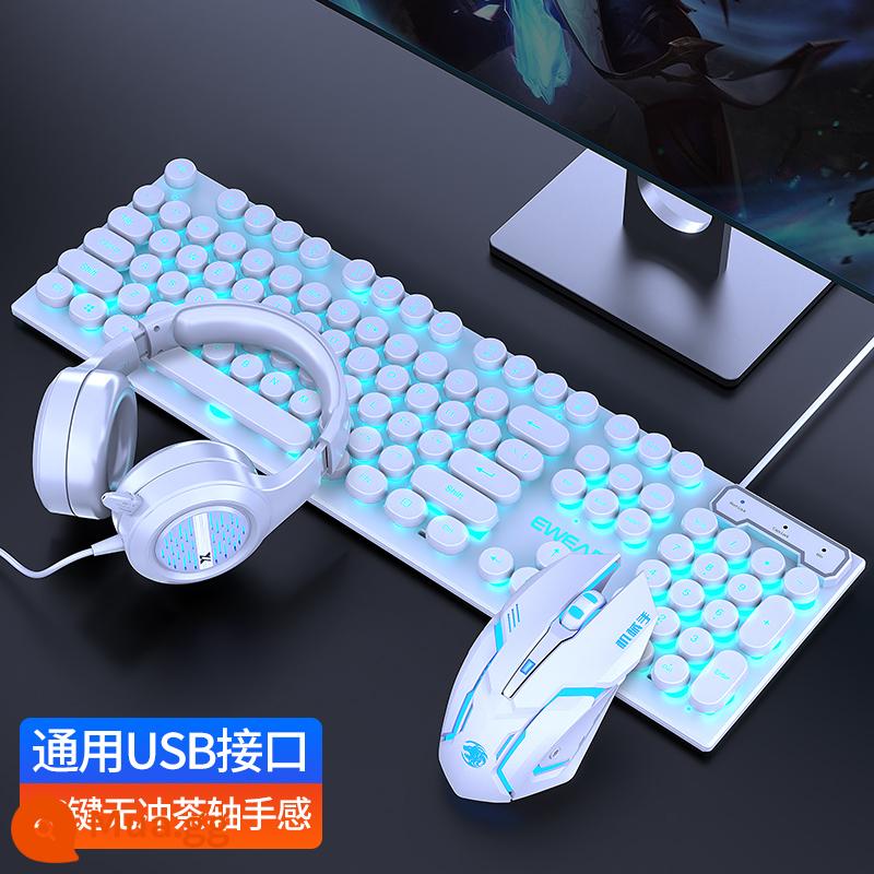 Forerunner Punk Bộ Bàn Phím Và Chuột Có Dây Manipulator Sense Máy Tính Chơi Game Thiết Bị Ngoại Vi Bàn Phím Và Chuột Bộ 3 Món - Blu-ray White Ice [Phiên bản Punk] + Chuột Macro im lặng + Tai nghe chơi game