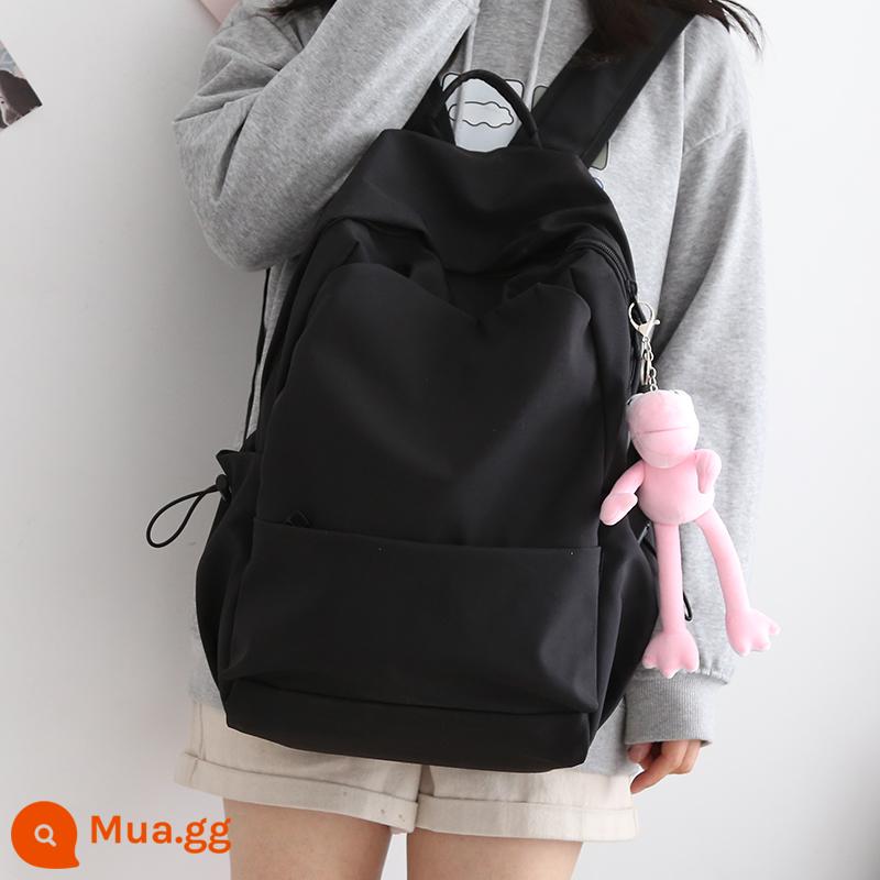 NR Mori Large -capacity Pure Color Backpack Phiên bản tiếng Hàn Barbuds nam giới trung học nữ sinh học Pepsie College - Ếch mắt to đen + hồng