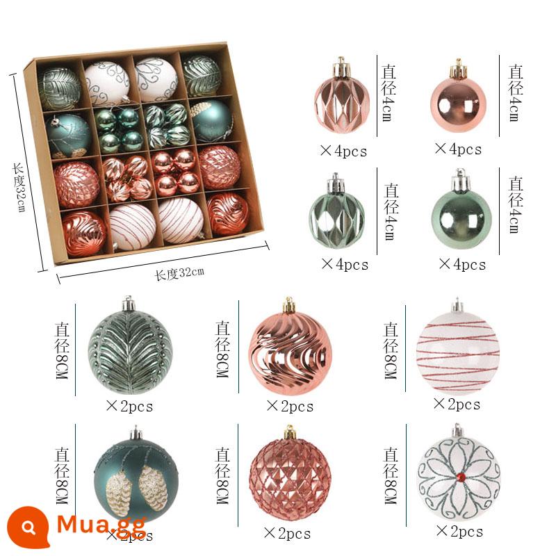 Đồ trang trí cây thông noel, nhiều túi bóng trang trí, xô 70 quả bóng màu, dây treo cây thông noel, bóng sáng, bóng noel - 44 miếng màu xanh ô liu hồng [hộp lớn]