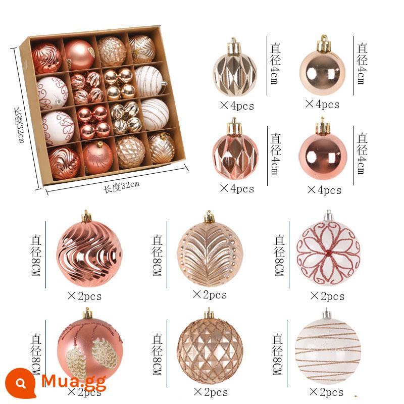 Đồ trang trí cây thông noel, nhiều túi bóng trang trí, xô 70 quả bóng màu, dây treo cây thông noel, bóng sáng, bóng noel - 44 miếng màu vàng hồng sâm panh [hộp lớn]