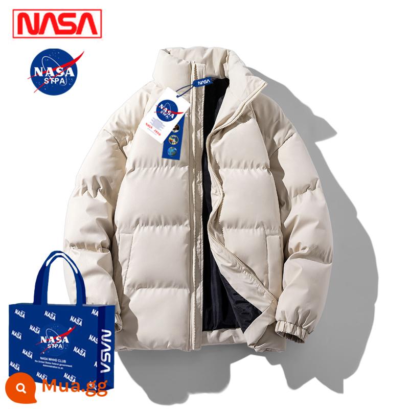 Áo khoác lông vũ đồng thương hiệu của NASA Áo khoác cotton mùa đông nam dày dặn hợp thời trang cỡ lớn cổ đứng áo khoác nam áo khoác nam - Khaki [dày và ấm áp]