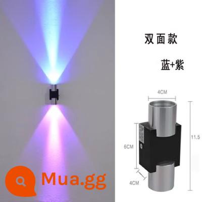 Đèn LED dán tường phòng ngủ đầu giường lối đi hành lang lên xuống dạ quang câu lạc bộ ktv trang trí khách sạn nền tường nhiều màu sắc điều khiển từ xa - [2W hai đầu màu tím + xanh] mô hình độ sáng cao