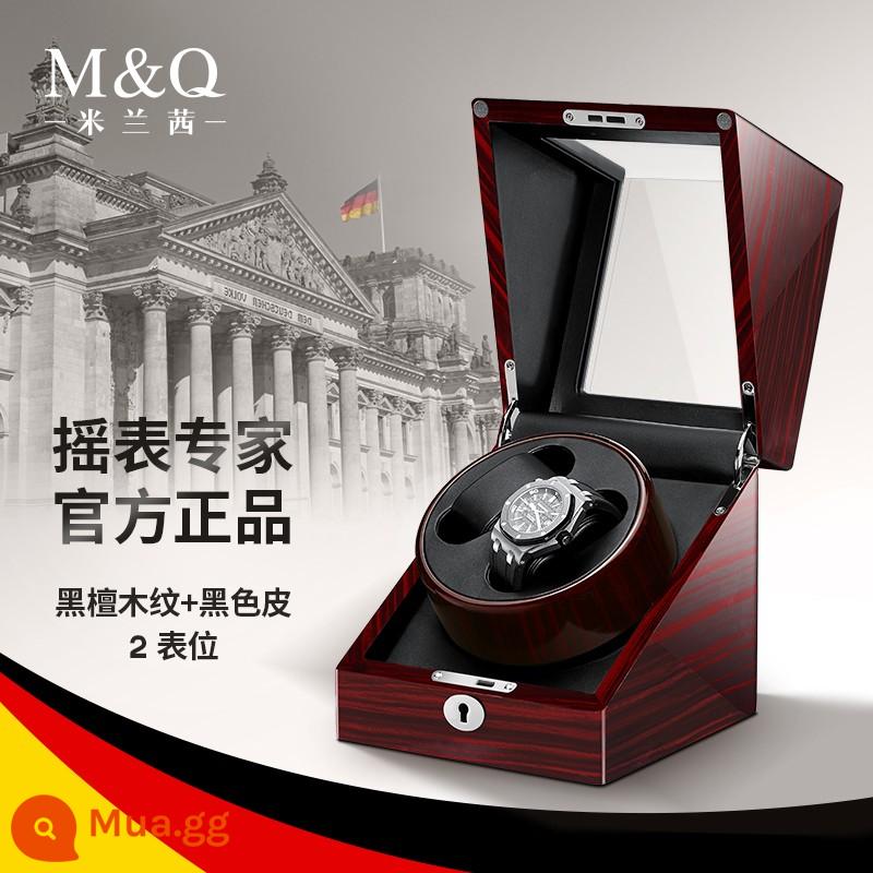 Milan Qian đồng hồ bình lắc đồng hồ cơ tự xoay thiết bị đồng hồ hộp bảo quản swinger xoay sa khoáng nhà - Vân gỗ mun + nội thất da đen [2 bàn]