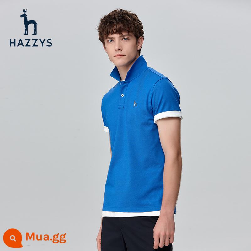 [cotton piqué] Hazzys haggis áo sơ mi nam ngắn tay nhiều màu sắc mùa hè áo thun giản dị theo xu hướng nam - màu xanh da trời