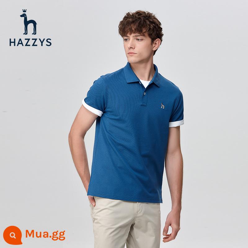 [cotton piqué] Hazzys haggis áo sơ mi nam ngắn tay nhiều màu sắc mùa hè áo thun giản dị theo xu hướng nam - Màu xanh hải quân