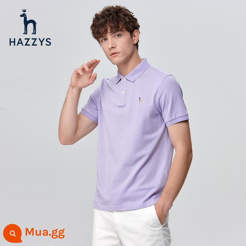 [cotton piqué] Hazzys haggis áo sơ mi nam ngắn tay nhiều màu sắc mùa hè áo thun giản dị theo xu hướng nam - tím nhạt