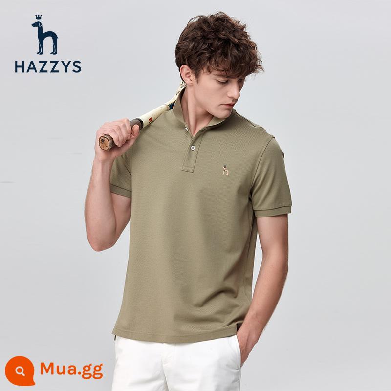 [cotton piqué] Hazzys haggis áo sơ mi nam ngắn tay nhiều màu sắc mùa hè áo thun giản dị theo xu hướng nam - Khaki