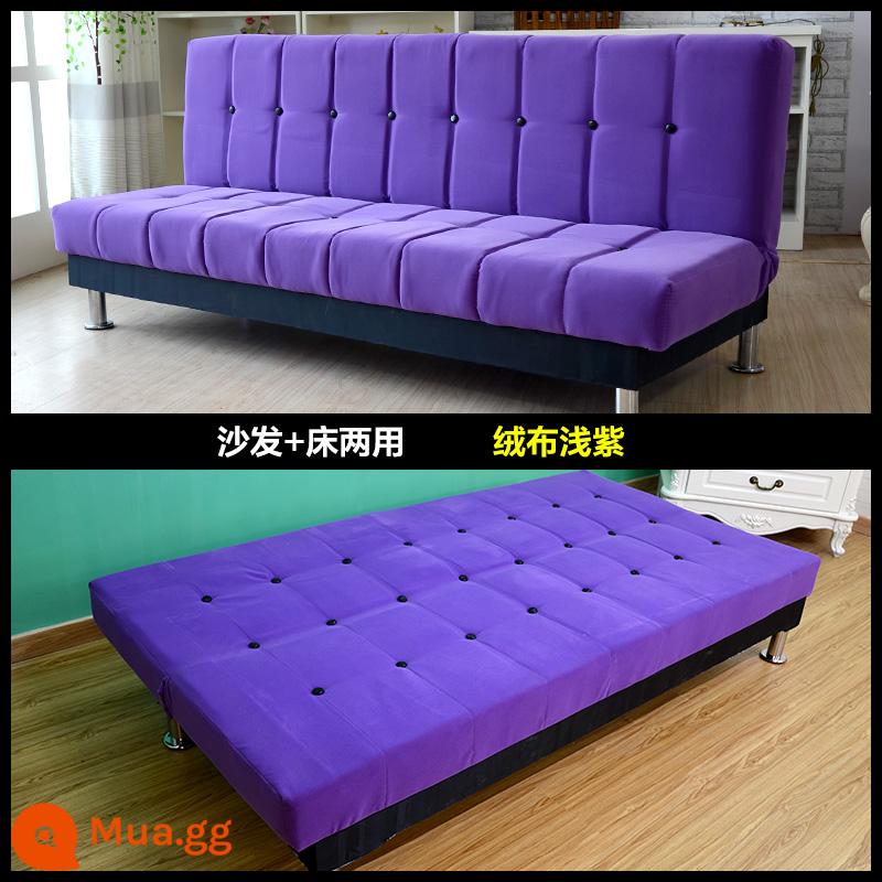 Da PU sáp dầu da nghệ thuật sofa căn hộ nhỏ đôi hoặc ba người đa chức năng có thể gập lại giường sofa đơn giản - hoa tử đinh hương nhung tím nhạt