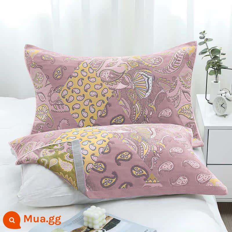 Khăn gối cotton nguyên chất cotton gạc dày vài gối đầu khăn một đôi người lớn Plus bốn mùa gối đơn bao khăn - 1 cặp bột đậu nòng nọc