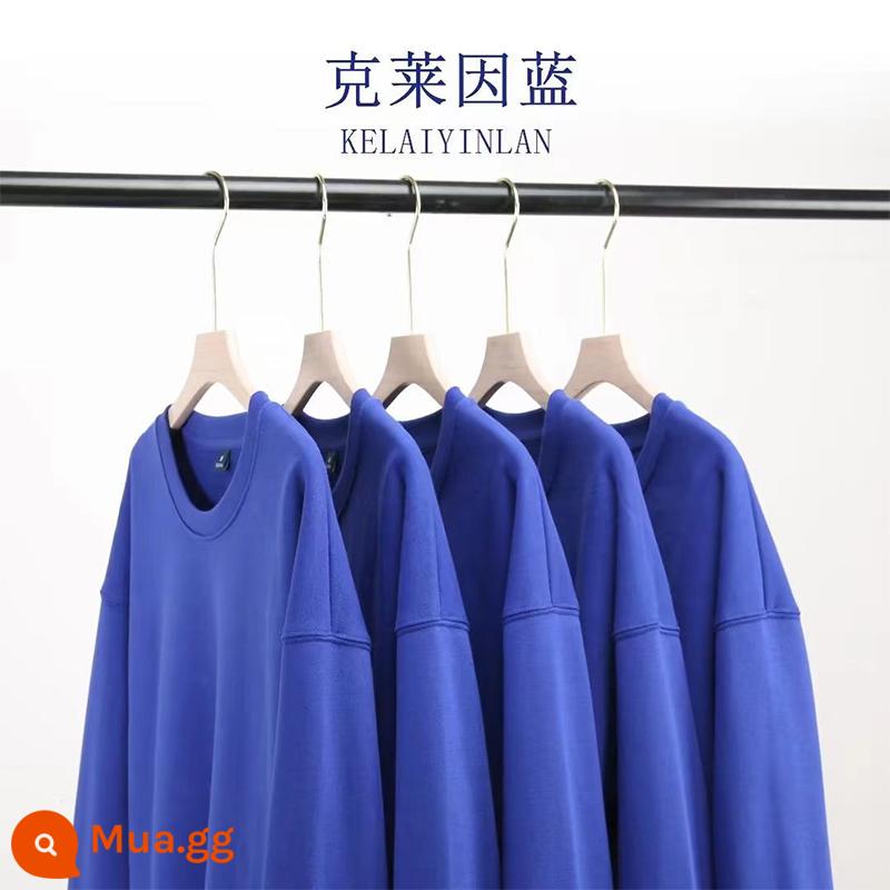 Áo thun cotton nguyên chất có in logo theo yêu cầu, quần áo làm việc bằng nhung mùa thu đông, đồng phục cổ tròn tùy chỉnh, tay dài, quần áo làm việc in theo yêu cầu - Kleinlan