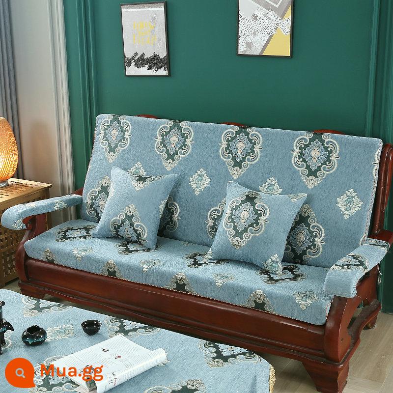 Đệm sofa gỗ gụ kiểu cũ bằng gỗ chắc chắn, ghế mùa xuân và mùa thu, ba người có tựa lưng, đệm xốp mật độ cao của Trung Quốc - đón ánh sáng